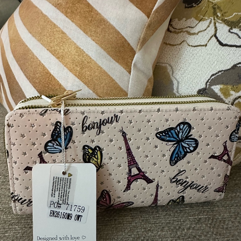 Blush‎ Kiss Chic Bonjour Parisian  Women's Clutch With 2 zipper Compartments New - Picture 15 of 16